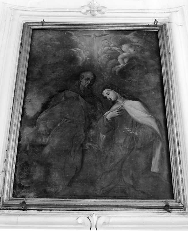 Santa Teresa d'Avila e San Giovanni della Croce hanno la visione della colomba dello Spirito Santo (dipinto) - ambito campano (sec. XVIII)