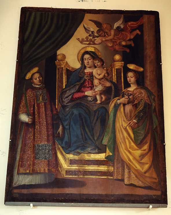 Madonna con Bambino in trono tra santi (dipinto) - ambito campano (prima metà sec. XVI)