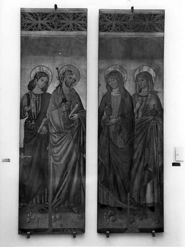 Santa Marta e Santa Caterina (dipinto, elemento d'insieme) di Arcuccio Angiolillo (attribuito) (seconda metà sec. XV)