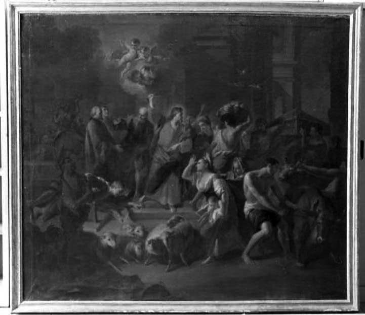 Cristo caccia i mercanti dal tempio (dipinto) di Liani Francesco (attribuito) (sec. XVIII)