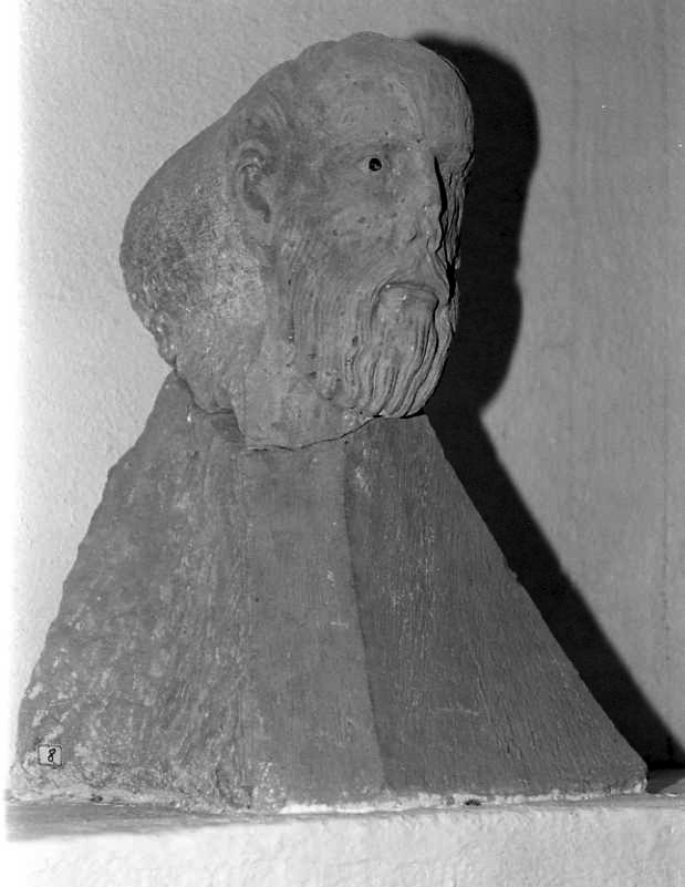 testa d'uomo con barba (antefissa) - bottega campana (prima metà sec. XIII)