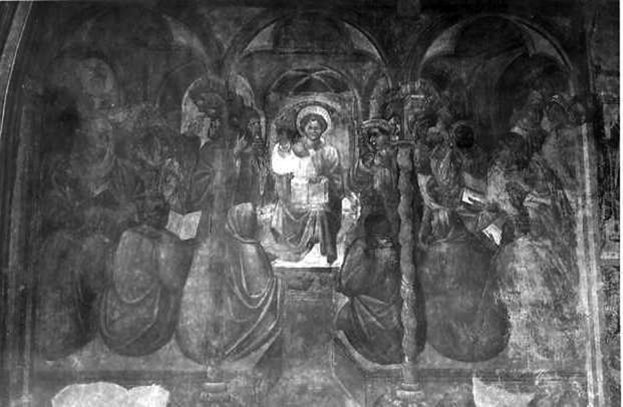 disputa di Gesù con i dottori nel tempio (dipinto) - ambito campano (inizio sec. XV)
