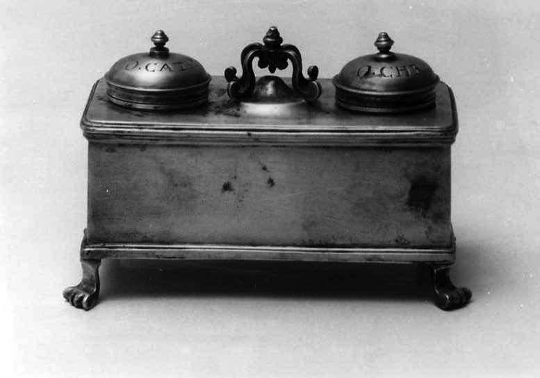 custodia - di vasetti per oli santi - bottega campana (primo quarto sec. XX)