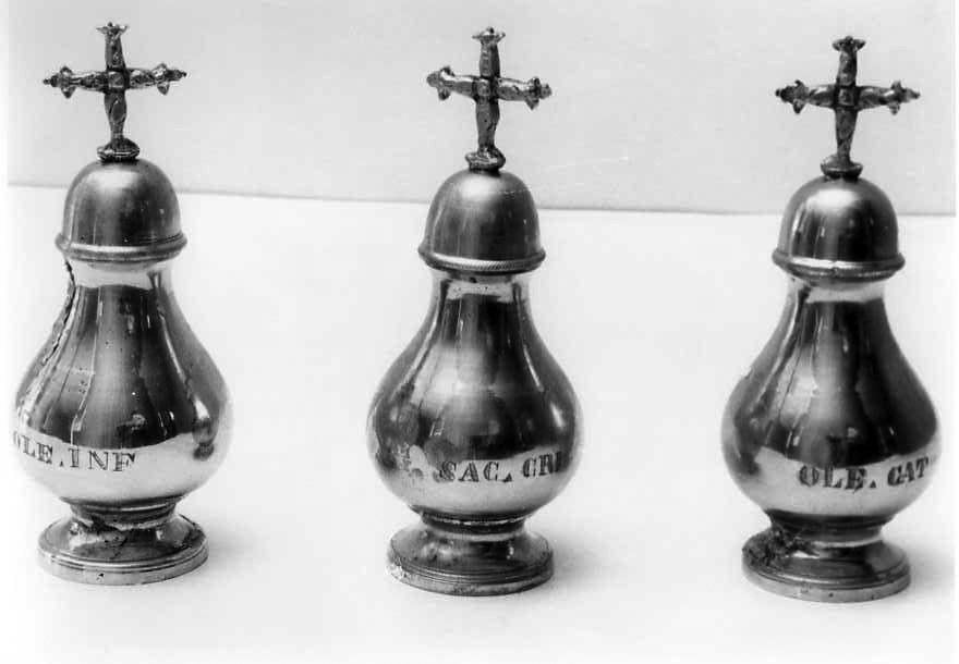 vasetti per oli santi - bottega campana (prima metà sec. XX)