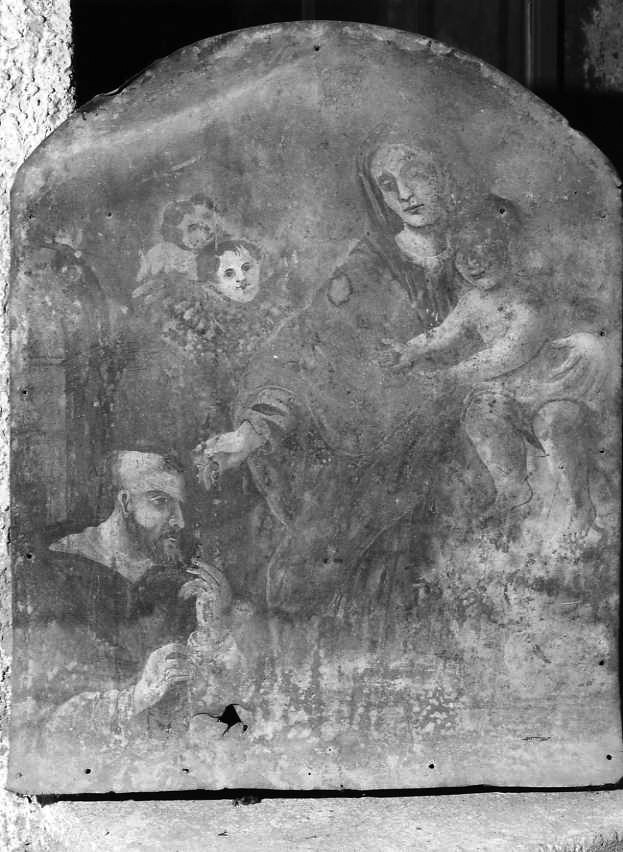 Madonna del Rosario con San Domenico e devoti (dipinto) - ambito campano (prima metà sec. XIX)