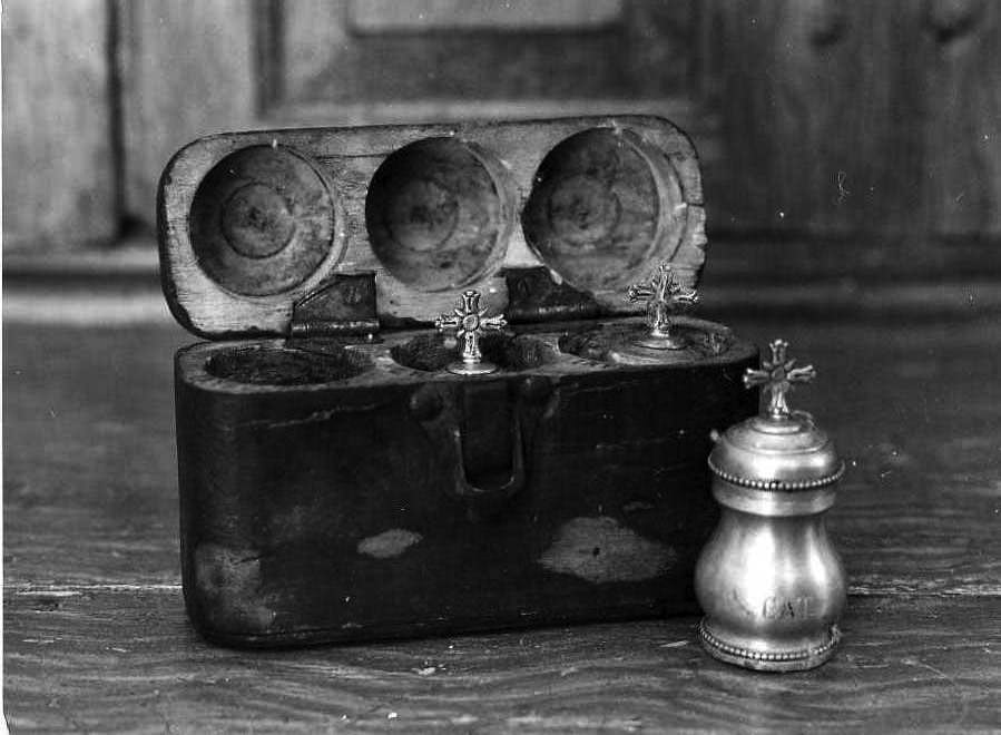 vasetti per oli santi, serie - bottega napoletana (sec. XIX)