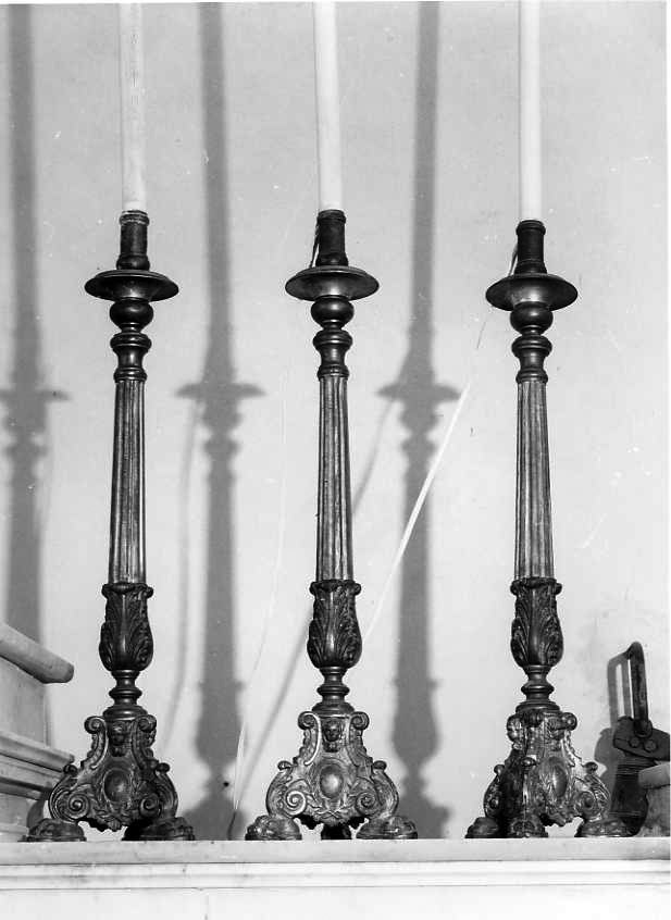 candeliere d'altare, serie - bottega campana (sec. XIX)
