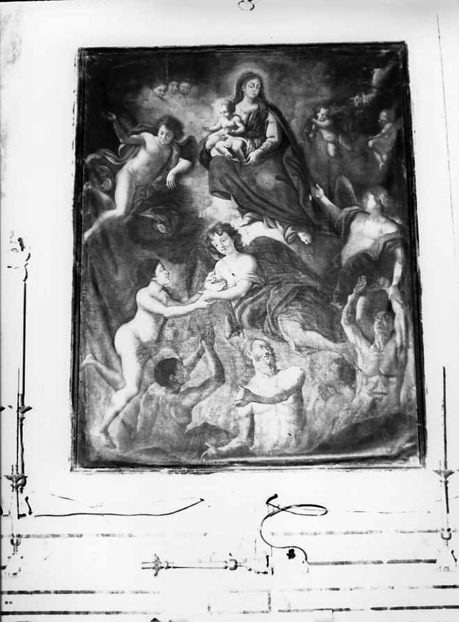 Madonna che intercede per le anime del purgatorio (dipinto) - ambito campano (sec. XVIII)