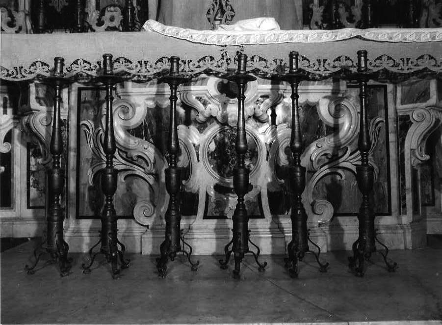 candeliere d'altare, serie - bottega napoletana (seconda metà sec. XIX)