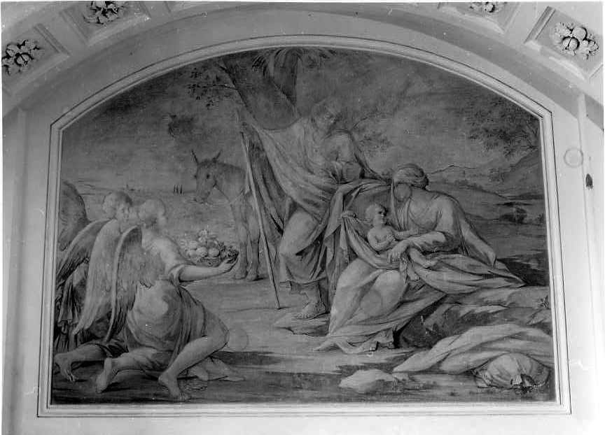 riposo nella fuga in Egitto (dipinto, elemento d'insieme) di Brunelli Carlo (sec. XVIII)