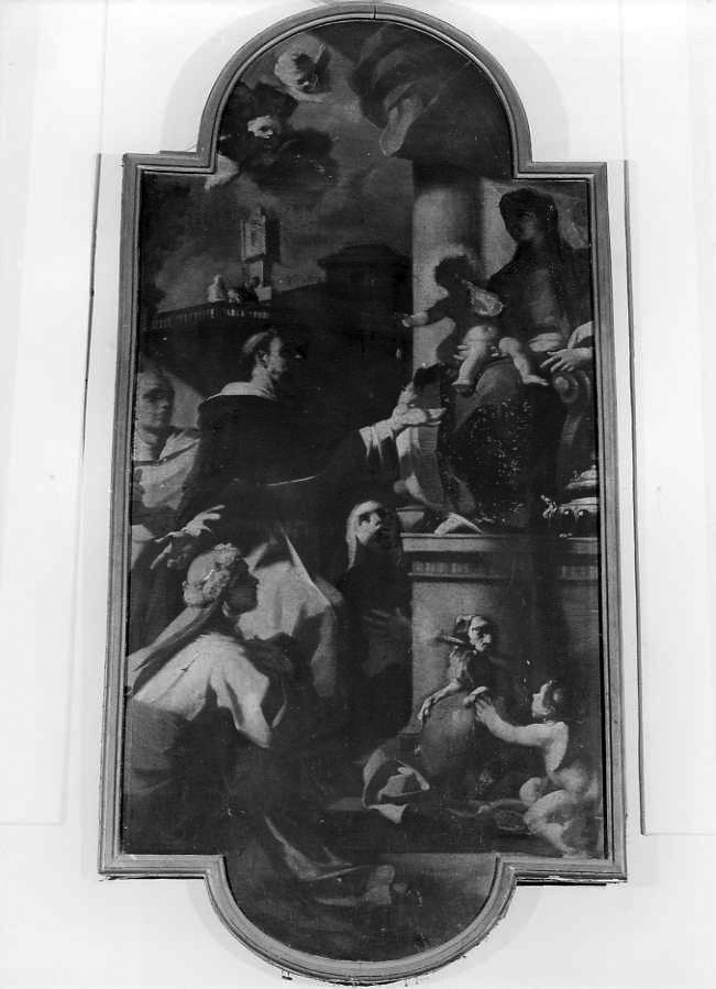 Madonna del Rosario con San Domenico e Santa Rosa da Lima (dipinto) di Mondo Domenico (attribuito) (metà sec. XVIII)