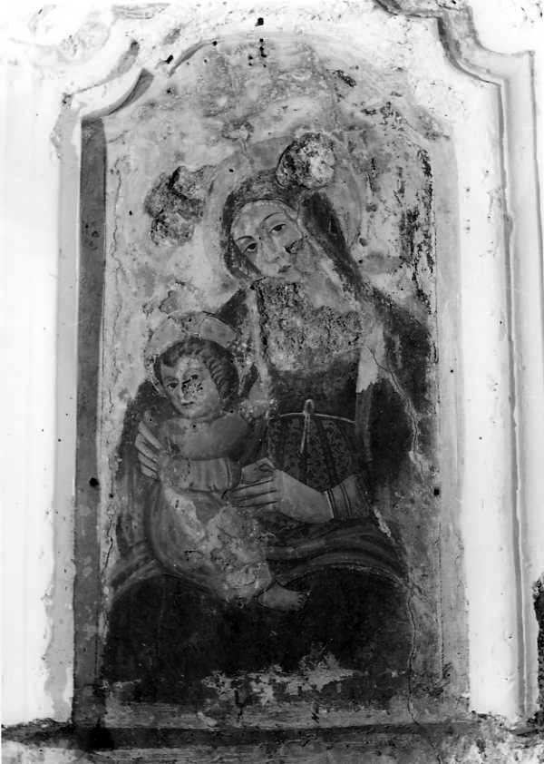 Madonna con Bambino (dipinto, frammento) - ambito campano (sec. XV)