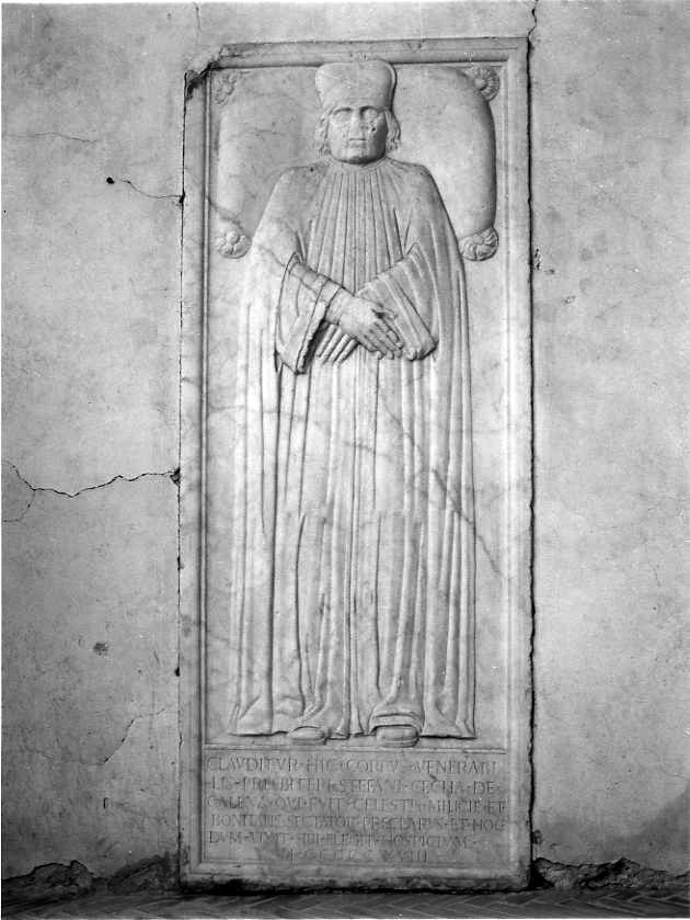 figura maschile distesa (lastra tombale) - bottega campana (sec. XVI)