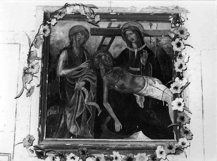 deposizione di Cristo dalla croce (dipinto) - ambito campano (fine sec. XIV)