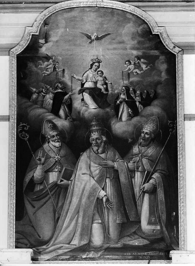 Madonna del Rosario tra San Leone Magno, Santo Stefano e San Ferdinando (dipinto) - ambito campano (primo quarto sec. XIX)