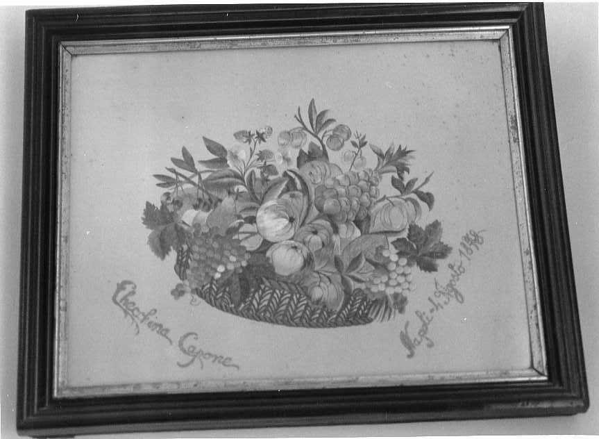 natura morta con frutta (decorazione a ricamo) - ambito beneventano (sec. XIX)