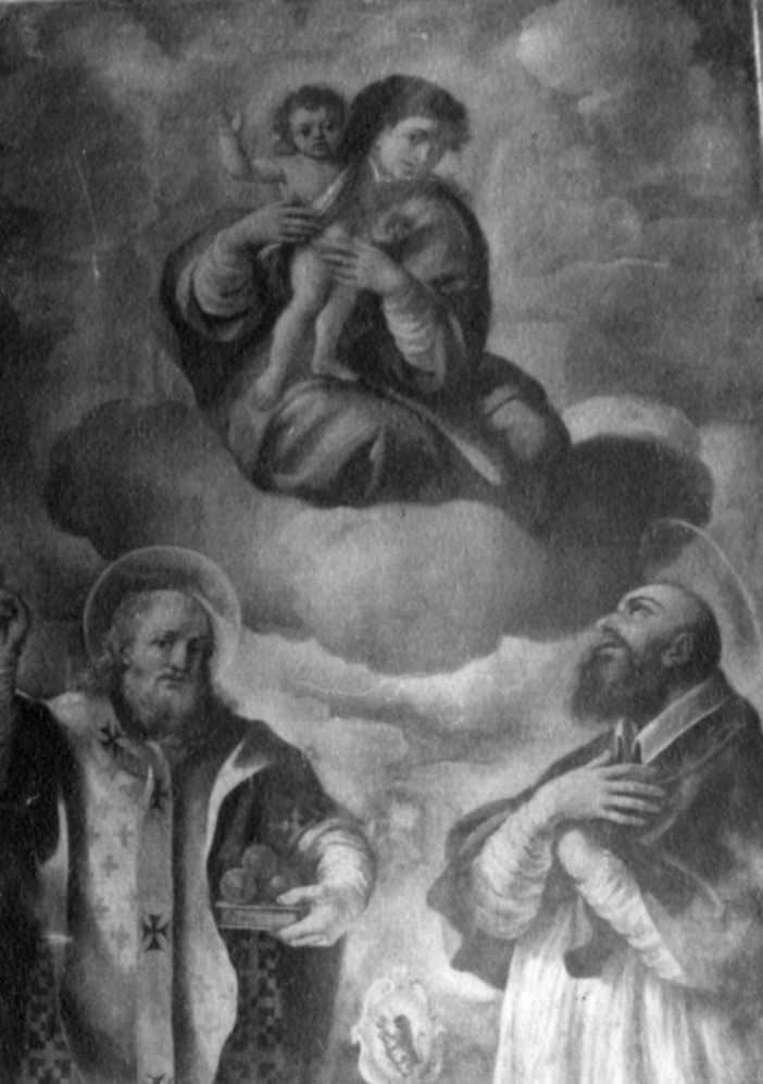Madonna con Bambino tra San Nicola di Bari e San Francesco di Sales (dipinto) - ambito campano (seconda metà sec. XVII)