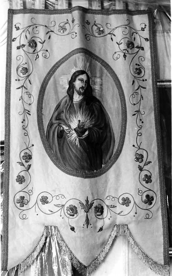 Sacro Cuore di Gesù (stendardo processionale) - manifattura campana (prima metà sec. XX)