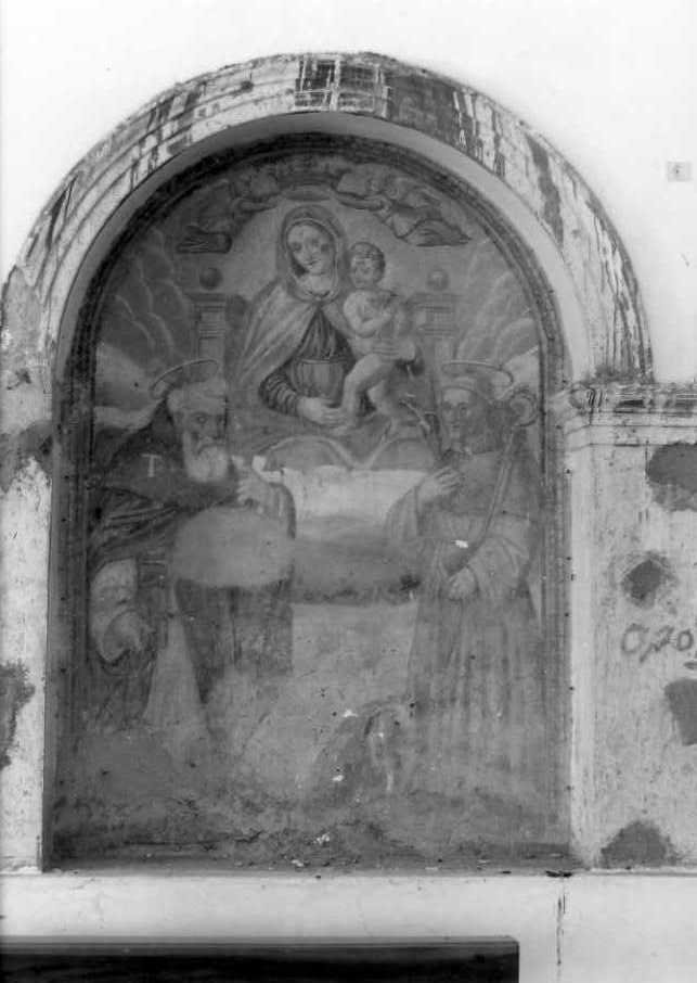 Madonna con Bambino in trono tra santi (dipinto) - ambito campano (sec. XIV)