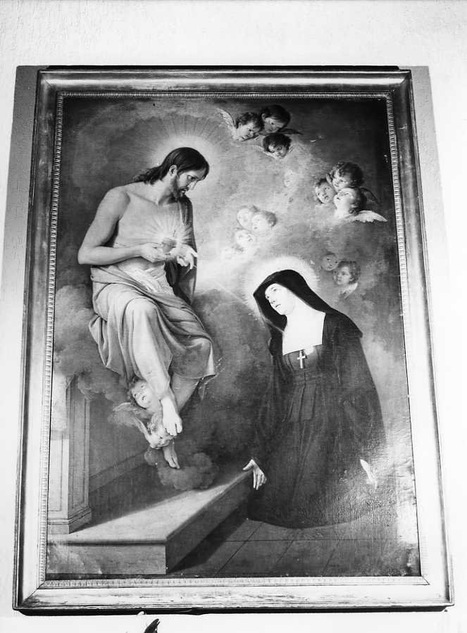 apparizione del Cuore di Gesù a Santa Margherita Maria Alacoque (dipinto) di Celestino Andrea (sec. XIX)