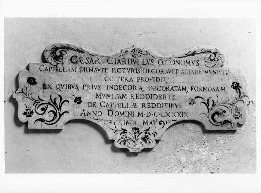 lapide commemorativa - bottega campana (sec. XVII)