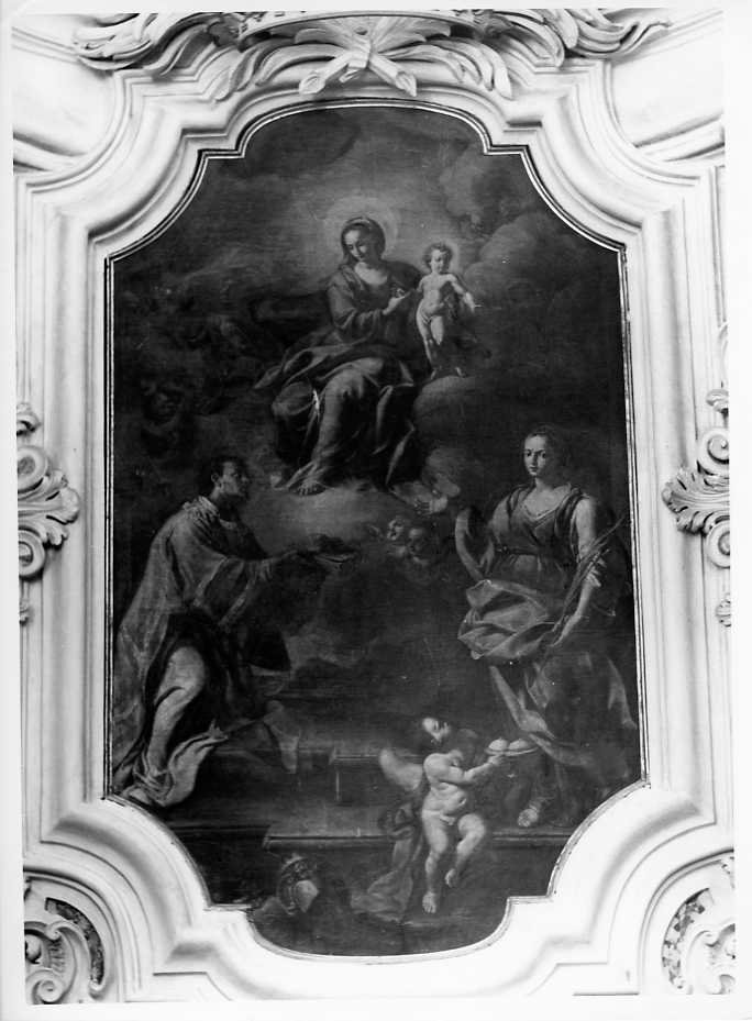 Madonna Assunta tra Sant'Agata e San Stefano (dipinto) di Tomajoli Giuseppe (sec. XVIII)
