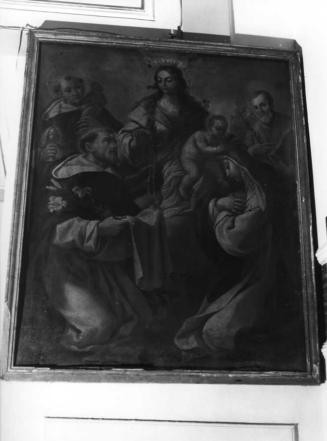 Madonna del Rosario con San Domenico, Santa Caterina da Siena e Santi domenicani (dipinto) - ambito campano (sec. XIX)
