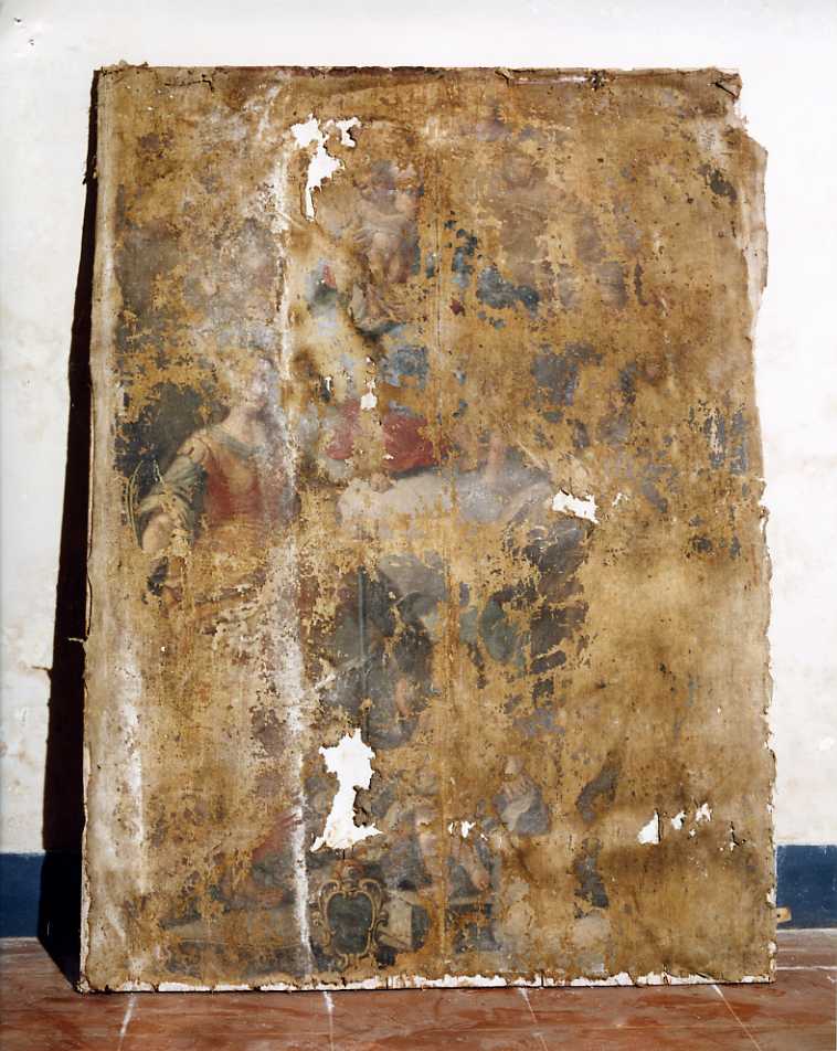 Madonna con Bambino e angeli tra Santa Caterina d'Alessandria e San Francesco (dipinto) di Frascadore Decio (sec. XVIII)