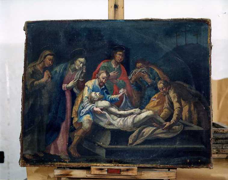stazione XIV: Gesù deposto nel sepolcro (dipinto) di Frascadore Decio (sec. XVIII)