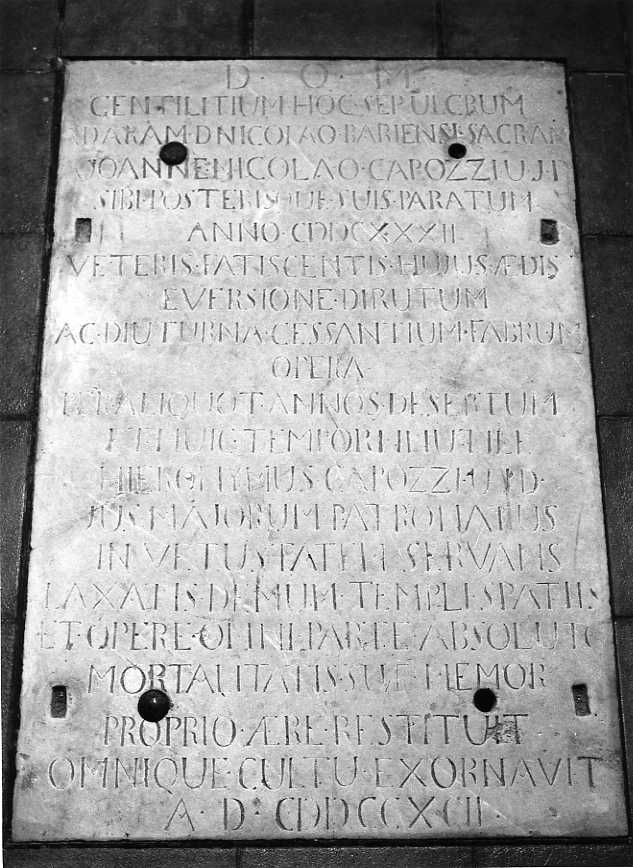 iscrizione (lastra) - bottega campana (sec. XVIII)