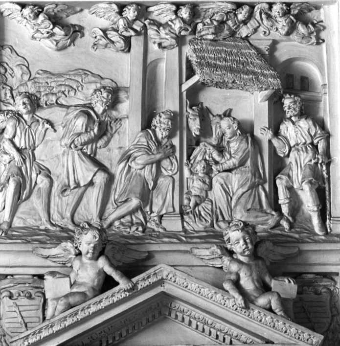 adorazione dei pastori (rilievo) di Di Majo Giuseppe (sec. XVII)