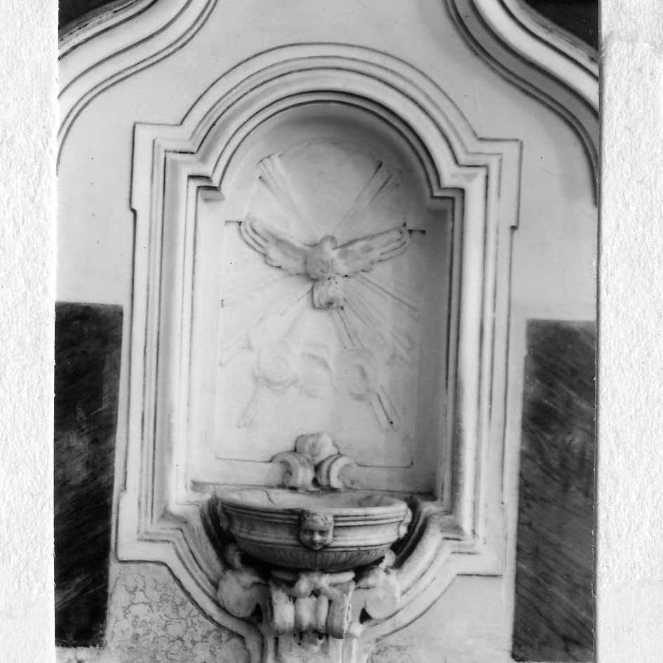 acquasantiera da parete - bottega napoletana (secc. XVII/ XVIII)