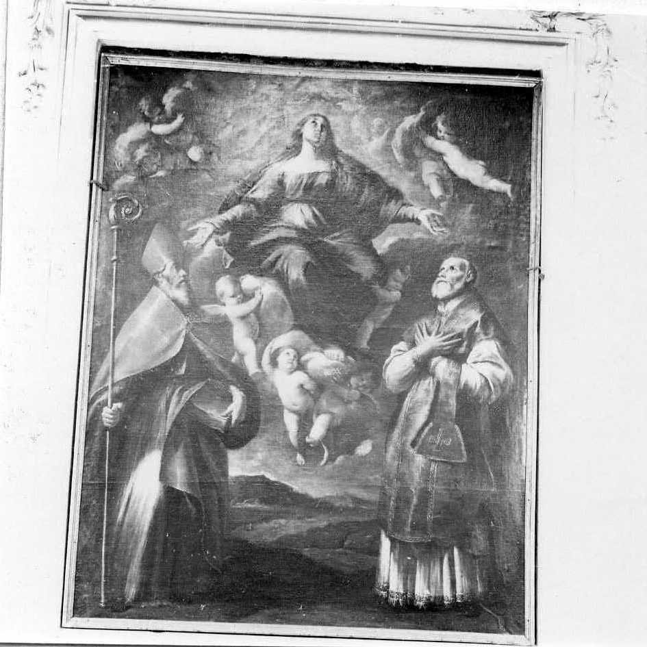 Sant'Andrea Avellino e San Secondino con Maria Vergine (dipinto) di Vaccaro Andrea (sec. XVII)