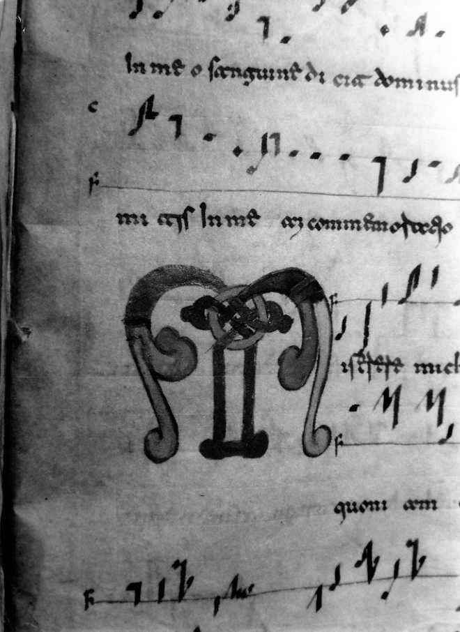 motivo decorativo a intreccio (miniatura) - ambito cassinese (fine/inizio secc. XI/ XII)