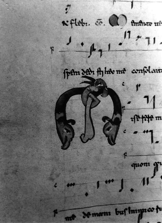 motivo decorativo zoomorfo (miniatura) - ambito cassinese (fine/inizio secc. XI/ XII)