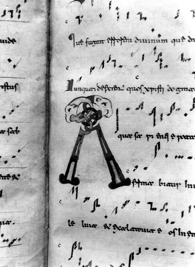 motivo decorativo zoomorfo (miniatura) - ambito cassinese (fine/inizio secc. XI/ XII)