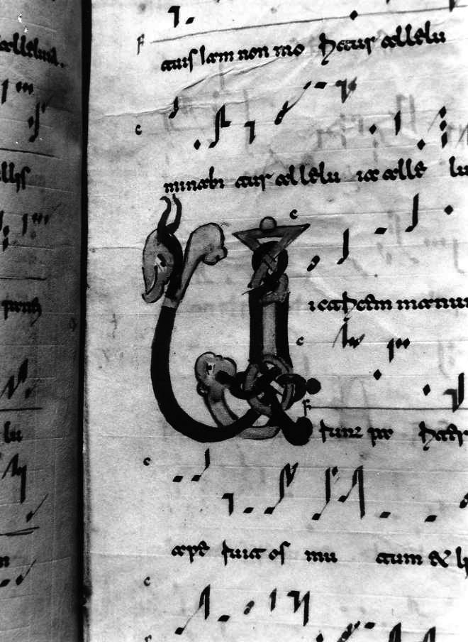 motivo decorativo zoomorfo (miniatura) - ambito cassinese (fine/inizio secc. XI/ XII)