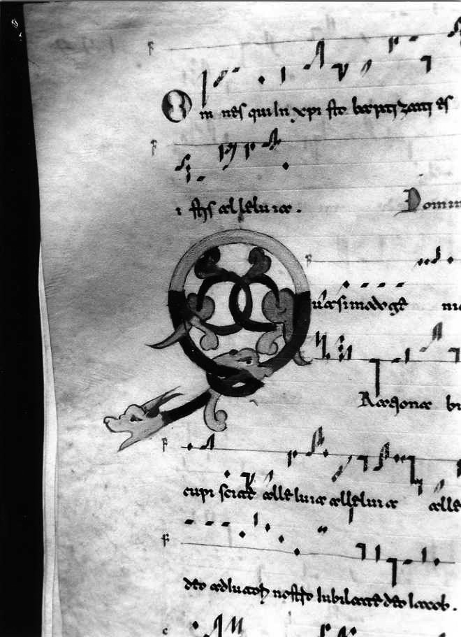 motivo decorativo zoomorfo (miniatura) - ambito cassinese (fine/inizio secc. XI/ XII)