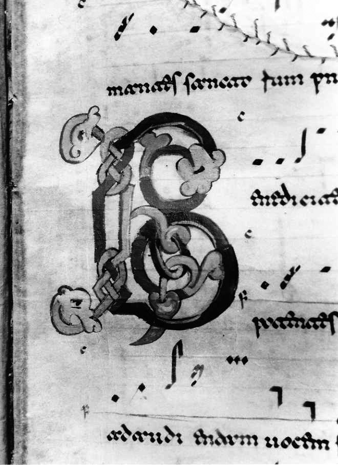 motivo decorativo zoomorfo (miniatura) - ambito cassinese (fine/inizio secc. XI/ XII)