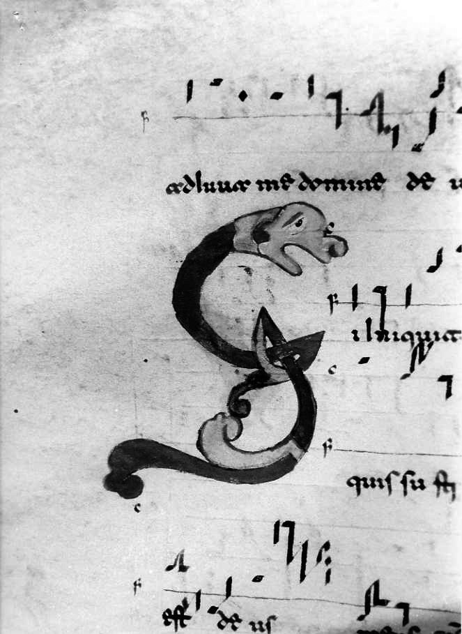 motivo decorativo zoomorfo (miniatura) - ambito cassinese (fine/inizio secc. XI/ XII)