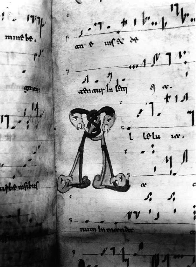 motivo decorativo zoomorfo (miniatura) - ambito cassinese (fine/inizio secc. XI/ XII)