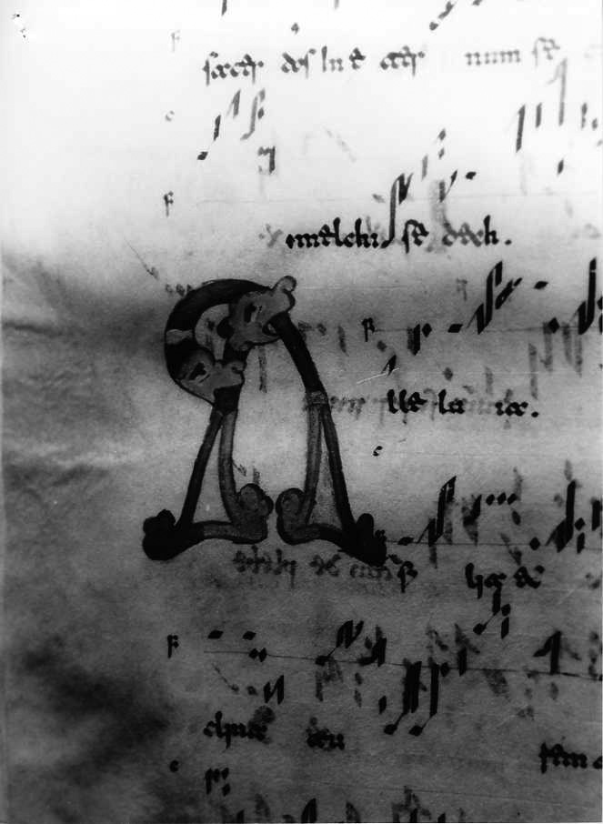 motivo decorativo zoomorfo (miniatura) - ambito cassinese (fine/inizio secc. XI/ XII)