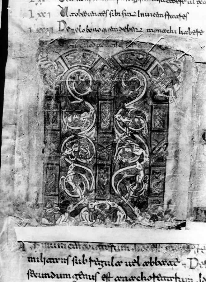 motivi decorativi vegetali e animali (miniatura) - ambito cassinese (fine sec. XII)