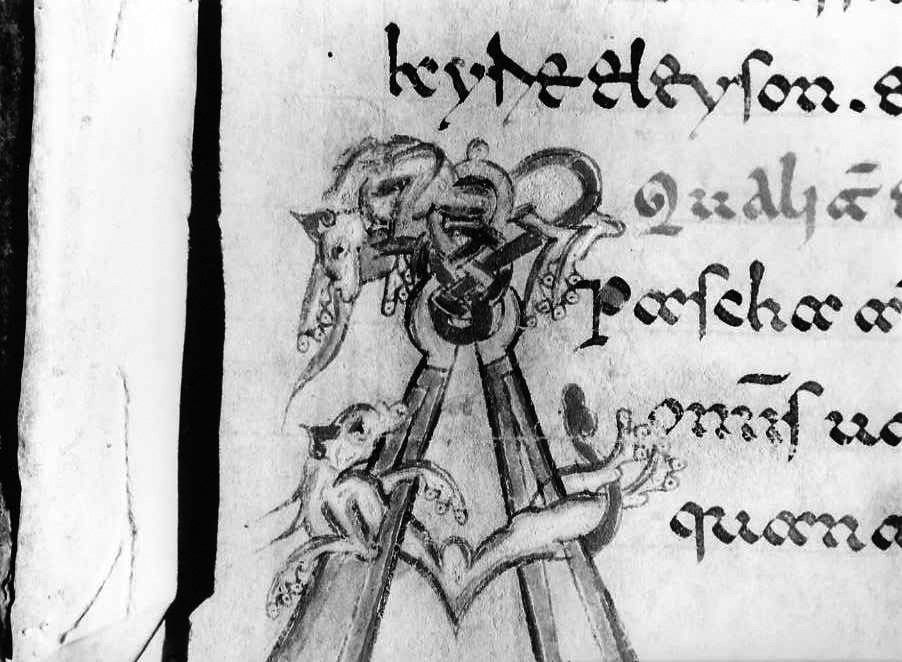 motivo decorativo zoomorfo (miniatura) - ambito cassinese (fine sec. XII)