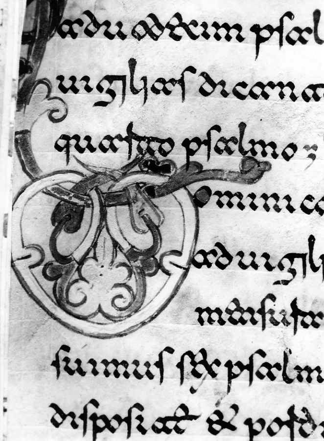 motivo decorativo fitomorfo (miniatura) - ambito cassinese (fine sec. XII)