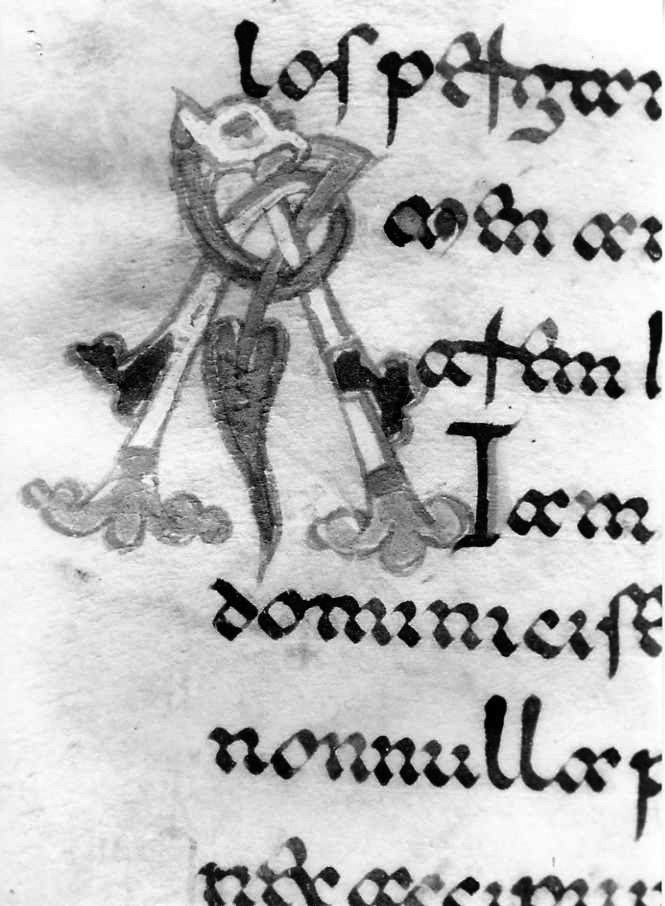 motivo decorativo zoomorfo (miniatura) - ambito cassinese (fine sec. XII)