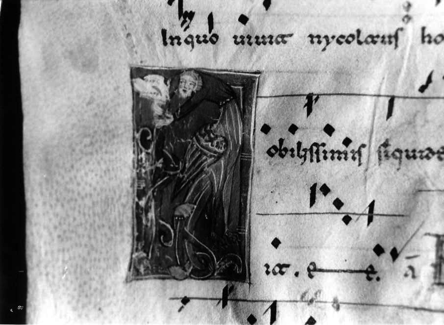 figura antropomorfa (miniatura) - ambito cassinese (fine/inizio secc. XII/ XIII)