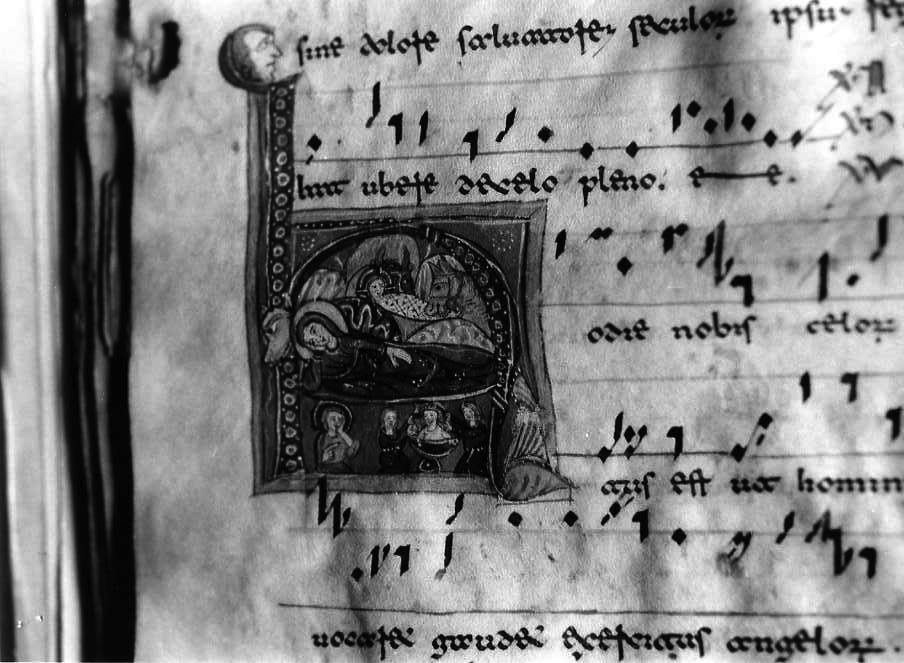 natività di Gesù (miniatura) - ambito cassinese (fine/inizio secc. XII/ XIII)