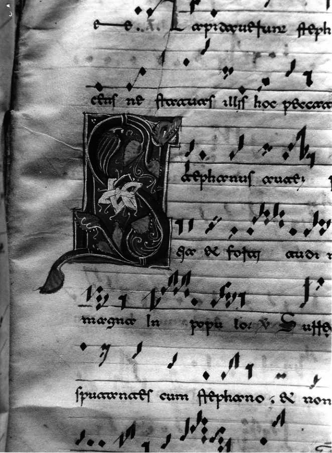 motivo decorativo zoomorfo (miniatura) - ambito cassinese (fine/inizio secc. XII/ XIII)