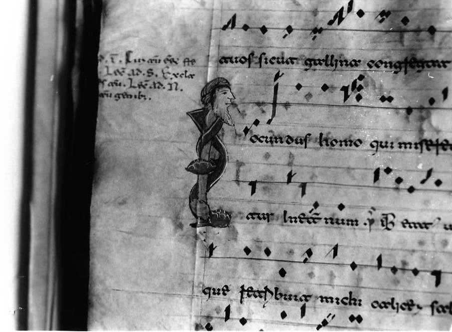 figura antropomorfa (miniatura) - ambito cassinese (fine/inizio secc. XII/ XIII)